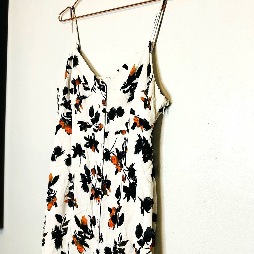 Derek Lam Floral Camisole Button Front V-Neck Slit Front Stretch Crepe Dress 10 - Picture 7 of 16